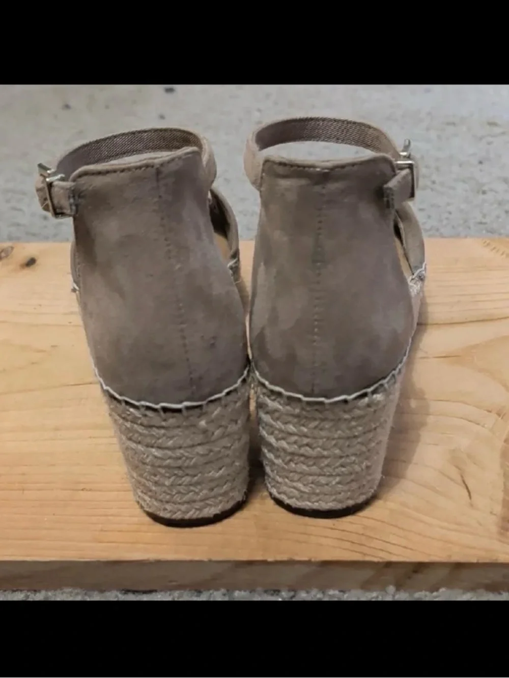 Kelly & Katie Taupe Suede Espadrille Wedge Sandals